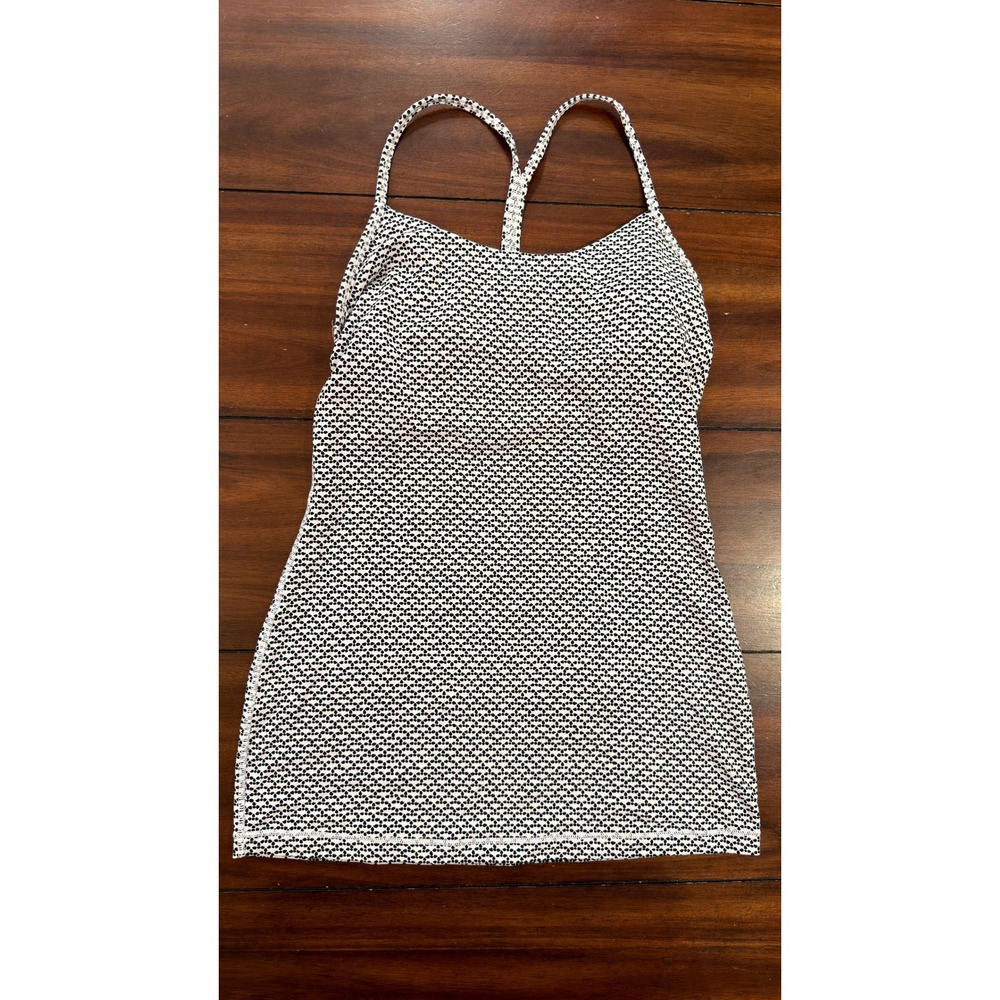 Lululemon Power Y Tank Top Black White Geometric Dot Racerback Size 4 W1M18S